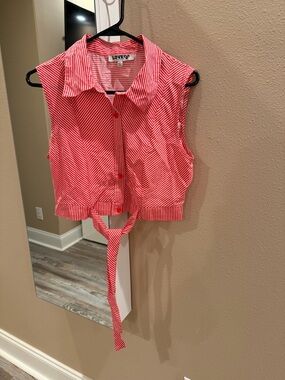 Love 83 Red & White Striped Collared Shirt